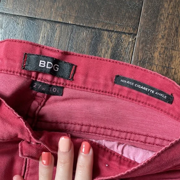 Burgandy High Waisted Skinny Jeans - Picture 4 of 10